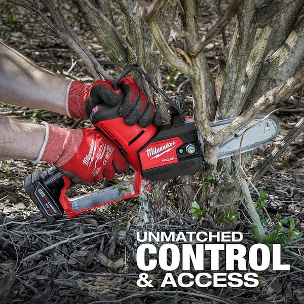 Milwaukee M12 FUEL 12V Lithium Ion Brushless Battery 6 in. HATCHET Chainsaw Tool Only with Extra 6 in. Chain 2527 20 49 16 2732 The Home Depot