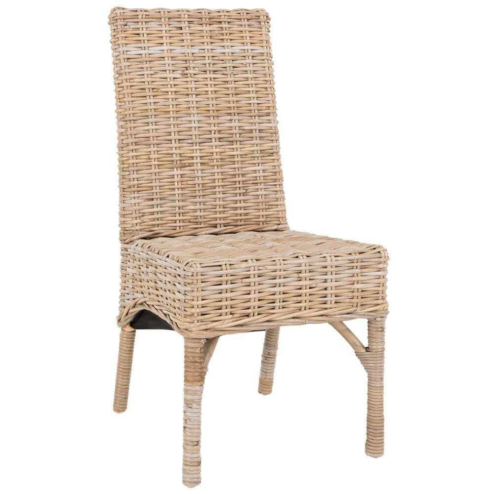 Transitional Unfinished Wicker and Wood Side Chair - Natural