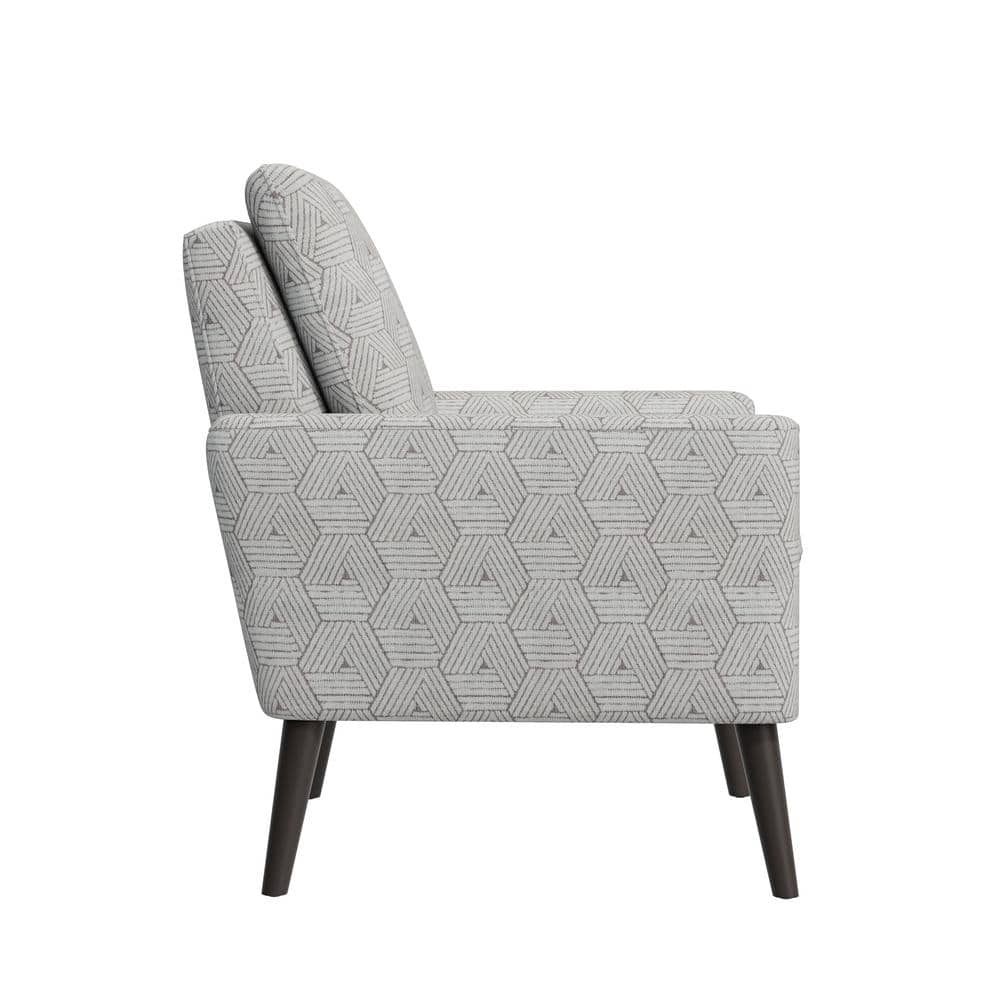 Mid-Century Modern Stone Honeycomb Fabric Accent Chair with Wood Legs