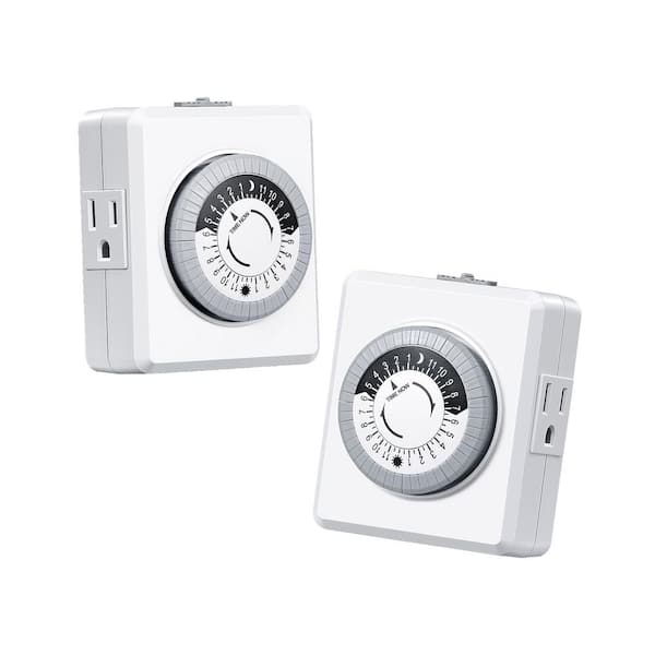 DEWENWILS 24 Hour Cycle Plug-in Mechanical Countdown Indoor Timer for Electrical Outlets, 30-Minute Intervals, 2 Pack