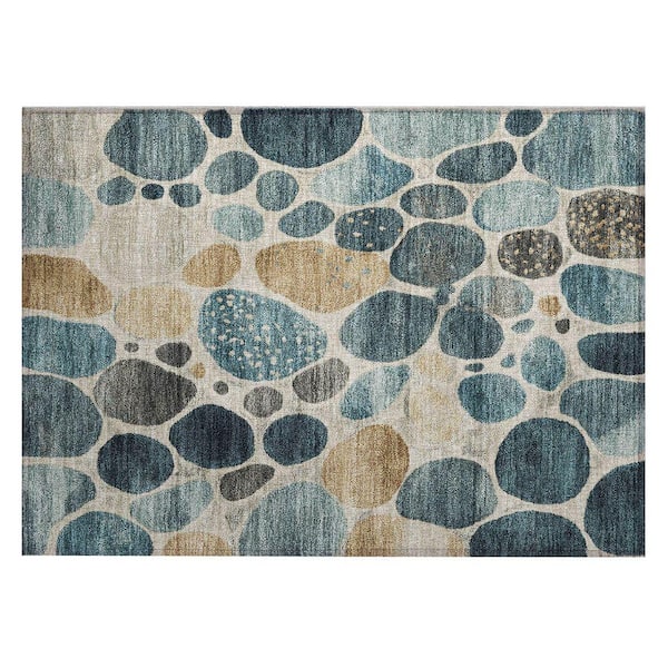 Chantille Machine Washable Indoor/Outdoor Abstract ACN1993 Teal 2 ft. x 3 ft. Accent Rug