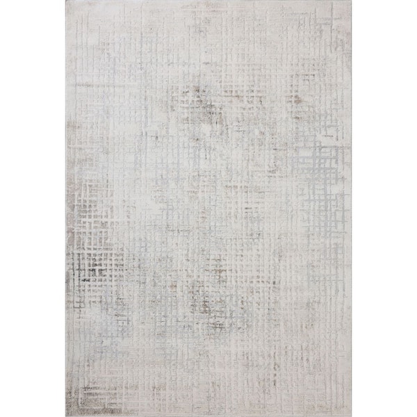 Hollis Ivory / Stone 2 ft. 7 in. x 4 ft. Contemporary Accent Rug