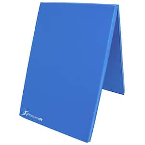 Bi-Fold Folding Thick Exercise Mat Blue 6 ft. x 2 ft. x 1.5 in. Vinyl and Foam Gymnastics Mat (Covers 12 sq. ft.)