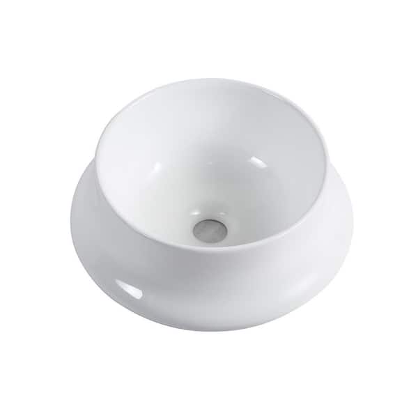 JimsMaison White Ceramic Round Vessel Sink