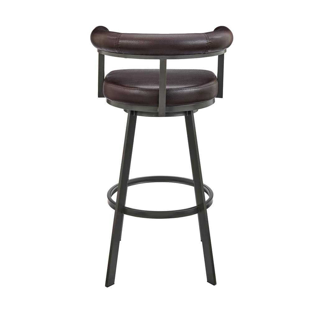 Nolagam 34'' Brown Faux Leather and Metal Swivel Counter Stool