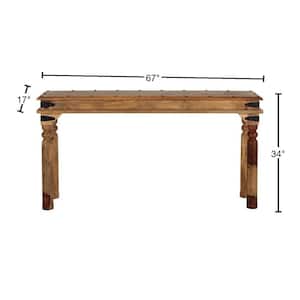 Fields 67 in. Weathered Brown Standard Rectangle Wood Console Table