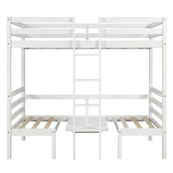 White Functional Twin Size Bunk Bed, Bunk Bed With Drawers And Desk