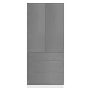 Valencia Assembled 30-in. W x 24-in. D x 90-in. H in Gloss Gray Plywood Assembled 3-Drawer Pantry Kitchen Cabinet