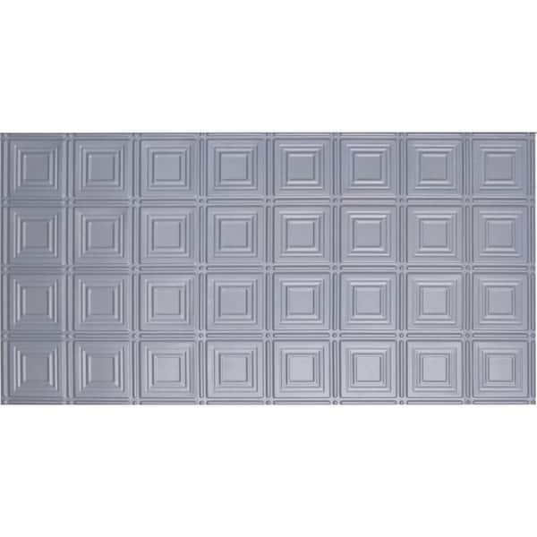 Global Specialty Products Dimensions 2 ft. x 4 ft. Glue Up Tin Ceiling Tile in Metallic Nickel