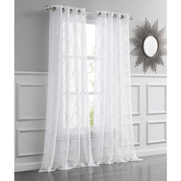 Dainty Home Springfield Contemporary 3D Embroidered Designed With Lurex 54" x 84" Single Window Panel in White
