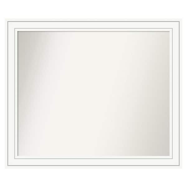 Craftsman White 39 in. x 33 in. Custom Non-Beveled Satin Wood Framed Bathroom Vanity Wall Mirror