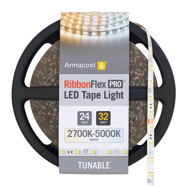 kunst Kina Kejserlig Armacost Lighting RibbonFlex Pro 24-Volt White CCT Tunable LED Strip Light  Tape 32 ft. (10 m) 165255 - The Home Depot