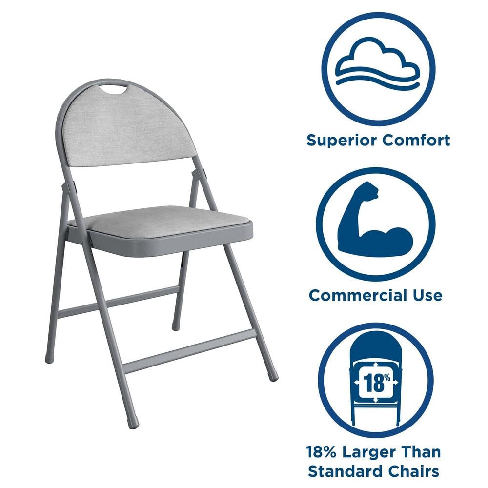 Gray Fabric and Metal Padded Folding Chair Set