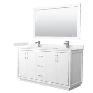 Icon 66 in. W x 22 in. D x 35 in. H Double Bath Vanity in White with Carrara Cultured Marble Top and 58 in. Mirror