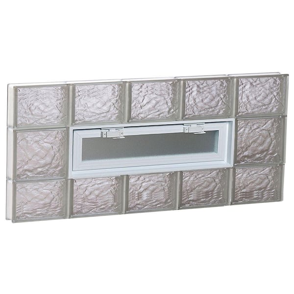 Clearly Secure 38.75 in. x 19.25 in. x 3.125 in. Frameless Ice Pattern Vented Glass Block Window