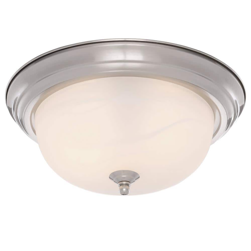 Brushed Nickel Alabaster Glass Flush Mount Ceiling Light