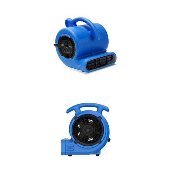 1/4 HP & 1/8 HP Air Mover Blower Fan Combo for Water Damage Restoration, Carpet Dryer, Floor, Home Use in Blue
