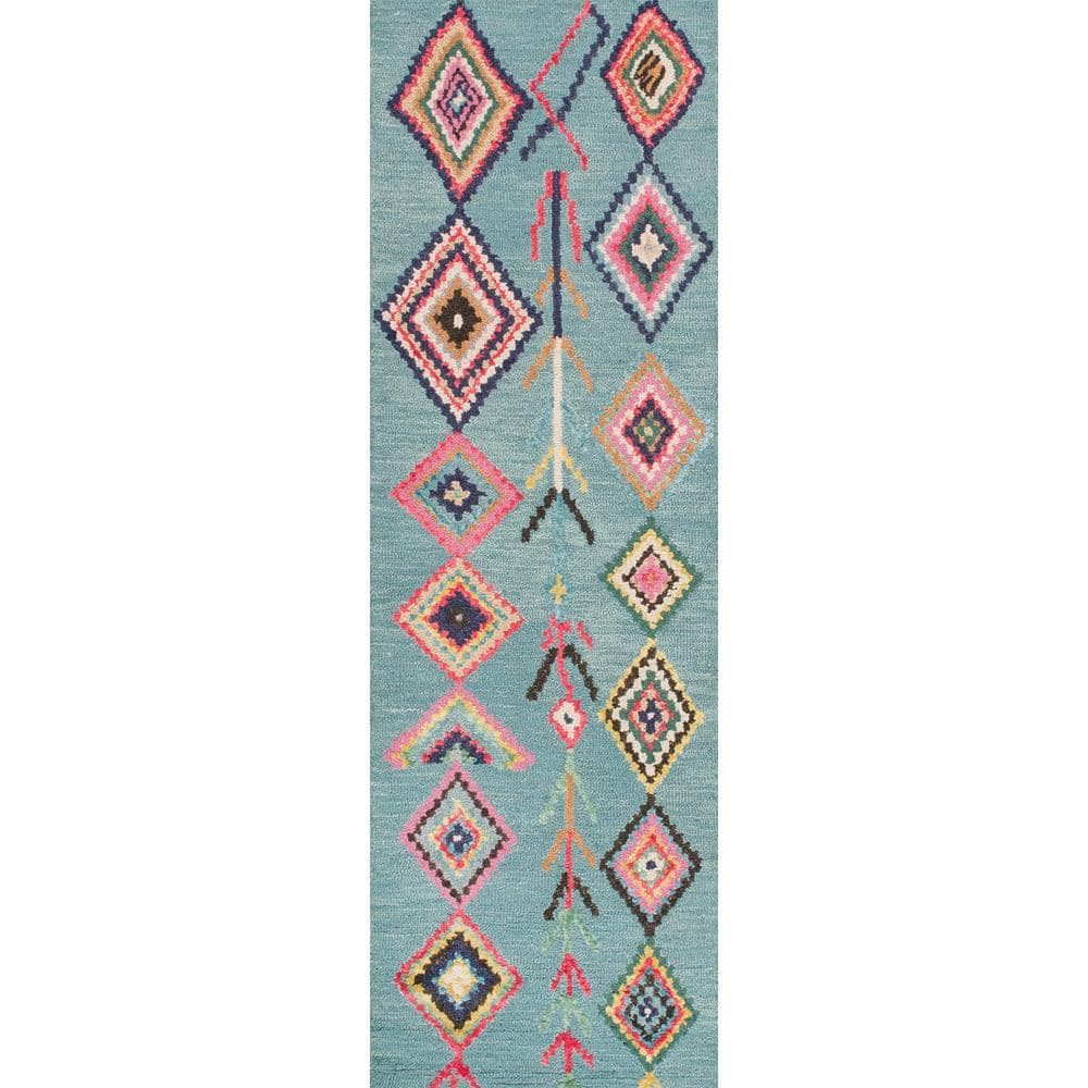 nuLOOM Belini Moroccan Turquoise 2 ft. 6 in. x 6 ft. Indoor Runner Rug MJSM18C2606 The Home Depot