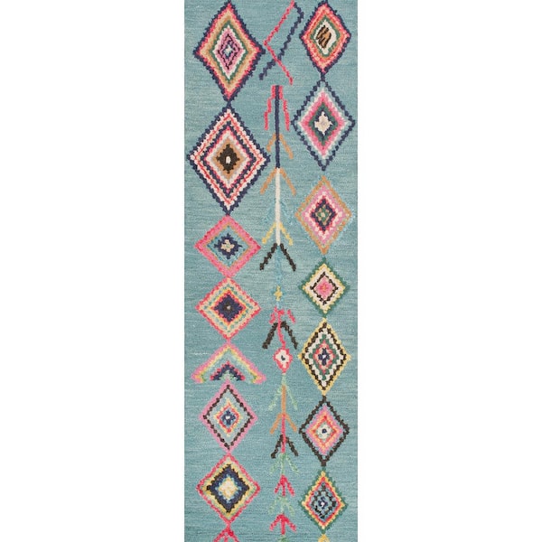 nuLOOM Belini Moroccan Turquoise 2 ft. 6 in. x 6 ft. Indoor Runner Rug