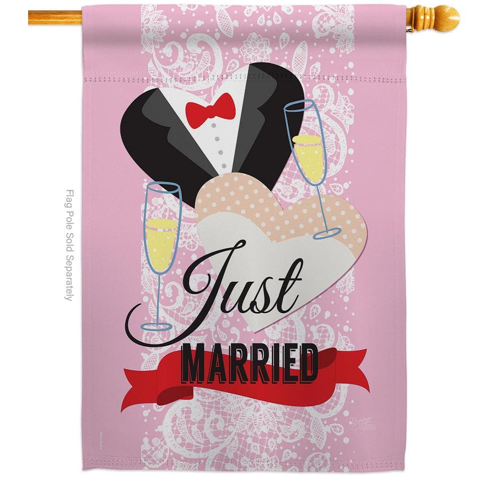 5' x 3' Just Married Wedding Flag Marriage Celebration Party Banner 