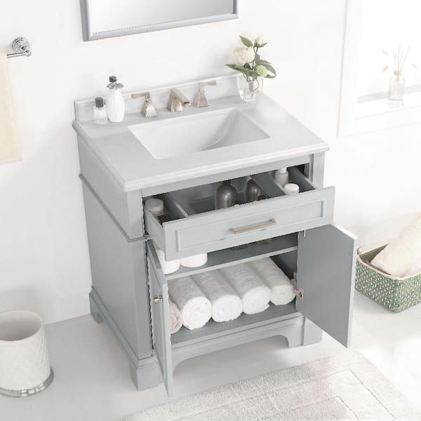 Home Decorators Collection Melpark 30 In W X 22 In D Bath Vanity In Dove Grey With Cultured Marble Vanity Top In White With White Sink Melpark 30g The Home Depot