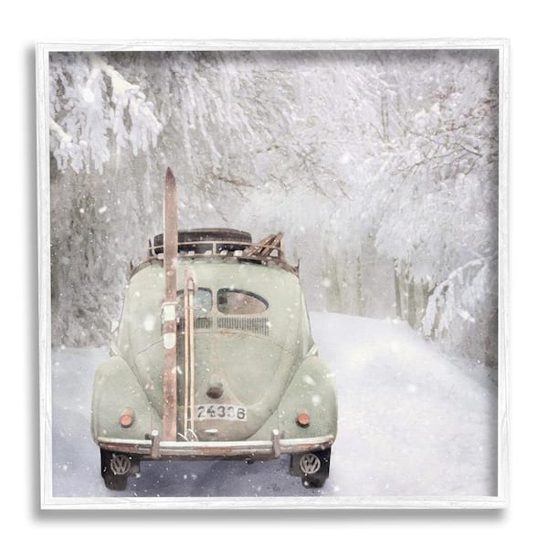 Stupell Industries Vintage Buggy in Snow by LSR Design Studio 1-Piece Framed Graphic Print Travel Poster Art Print 24 in. x 24 in.