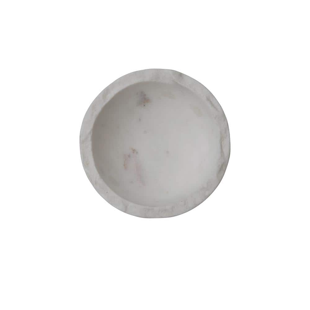 White Marble Round Serving Bowl with Raw Edge, 4-inch