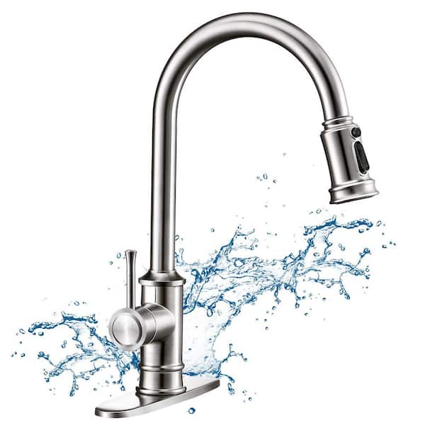 Unbranded Single Handle 3-spray Pull-Down Sprayer Kitchen Faucet Surface Moun Kitchen Sink Faucet in Brushed Nickel