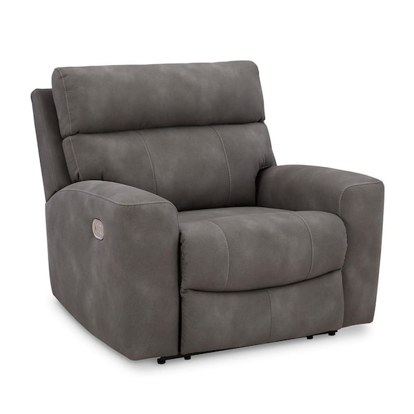 Next-Gen Durapella Gray Faux Leather Standard Power Recliner with Adjustable Headrest