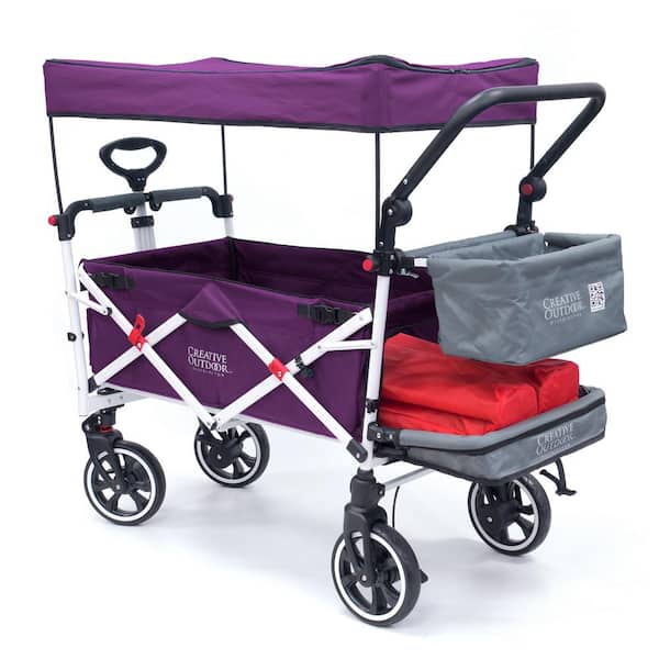 Unbranded 3.4 cu.ft. Metal Folding Garden Cart Titanium Series in Purple