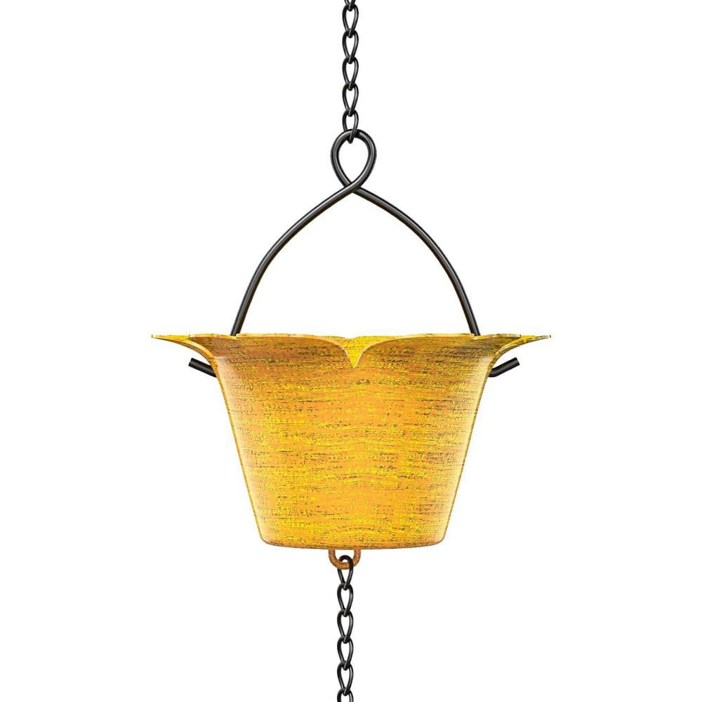 Rain Chains for Outside 7.74 ft. Yellow Copper 8 Bell Cups Metal Rain Catcher Chain for Eaves Garden Drainage price history on PriceWatchPro