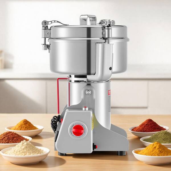 Electric Grain Mill Grinder, 3,400 W High Speed Spice Corn Dry Grinding Machine, Stainless Steel Pulverizer Machine