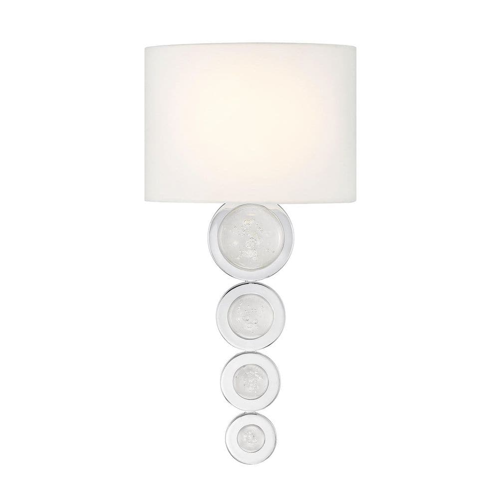 Marseille 9 in. W x 17.50 in. H 1-Light Integrated LED Chrome Contemporary Wall Sconce with White Fabric Shade price history on PriceWatchPro