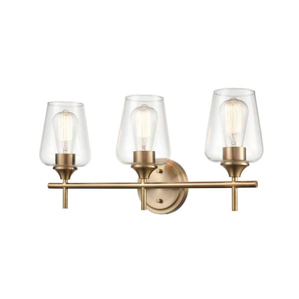 3-Light 22 in. Modern Gold Vanity Light