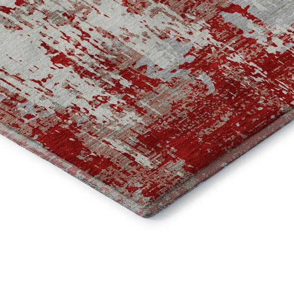 Mayfield Premium Machine Washable Abstract AMF1008 Red 3 ft. x 5 ft. Area Rug