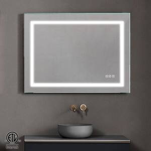 36 in. W x 24 in. H Rectangular Frameless LED Light Anti-Fog Wall Bathroom Vanity Mirror Front Light
