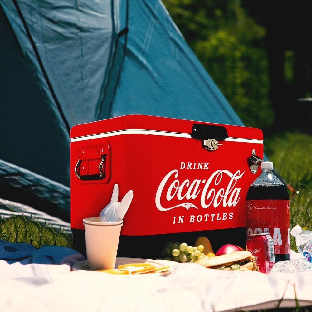Red and Black Metal Coca-Cola 54 qt Ice Chest Cooler