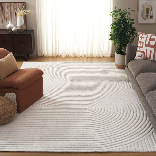 Southampton 10 ft. x 14 ft. Ivory Meander Striped Area Rug