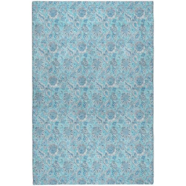 Dream Shag Premium Machine Washable Abstract ADS662 Aqua 10 ft. x 14 ft. Area Rug