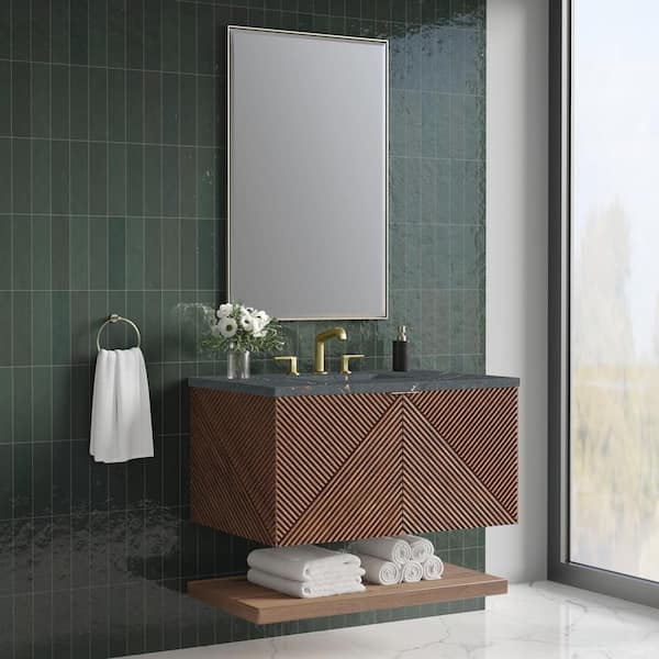 Marcello 36.0 in. W x 23.5 in. D x 37.2 in. H Single Bathroom Vanity Chestnut and Parisien Bleu Quartz Top