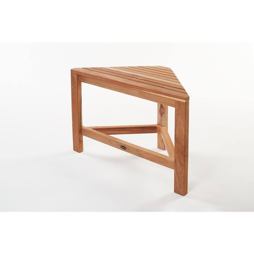24 in. W Gala Corner Bathroom Shower Bench in Natural Teak