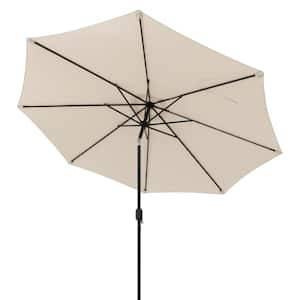 10 ft. Steel Push-Up Patio Umbrella in Beige