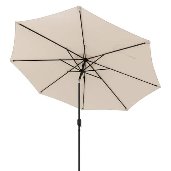 Costway 10 ft. Steel Push-Up Patio Umbrella in Beige