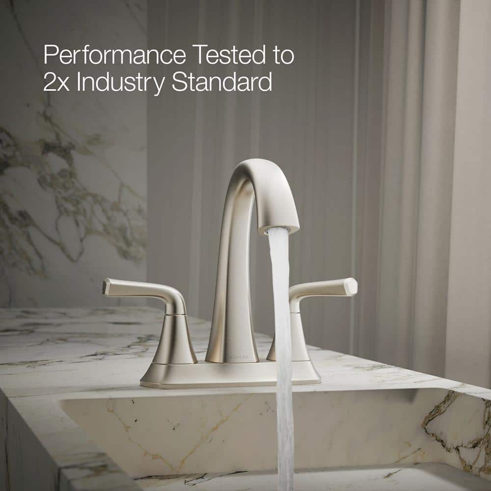 Vibrant Brushed Nickel Double Handle Bathroom Faucet
