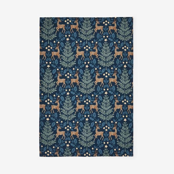Company Cotton Reindeer Tabletop Blue Seasonal Cotton Single Tea Towel