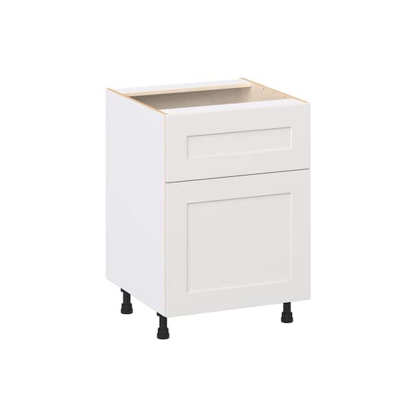 J COLLECTION Roseland 24 in. W x 24 in. D x 34.5 in. H Assembled Shaker Base Kitchen Cabinet in Warm White with 10 in. Drawer
