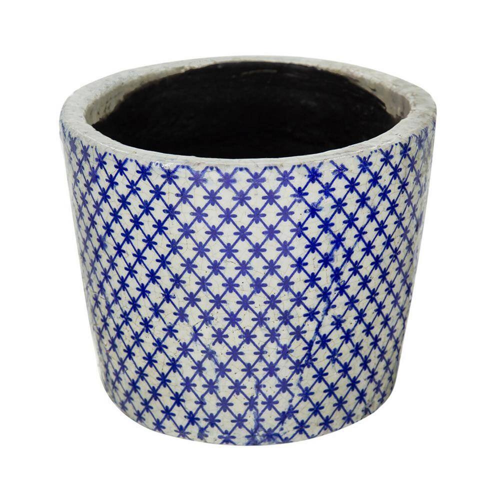 Large Blue and White Terracotta Planters Set of 4