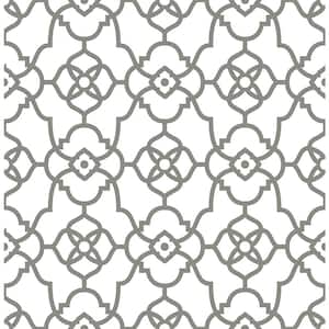 Atrium Grey Trellis Paper Strippable Roll Wallpaper (Covers 56.4 sq. ft.)