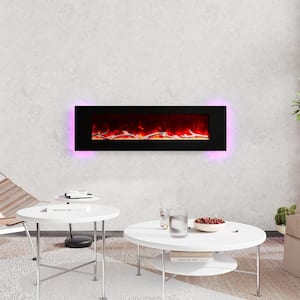 60 in. Wall Mounted Infrared Electric Fireplace in Black with Multi-Color Flame and CSA Certification