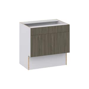 Medora Textured Slab Walnut Assembled 30 in.W x 30 in.H x 21 in.D Accessible ADA False Front Vanity Base Kitchen Cabinet